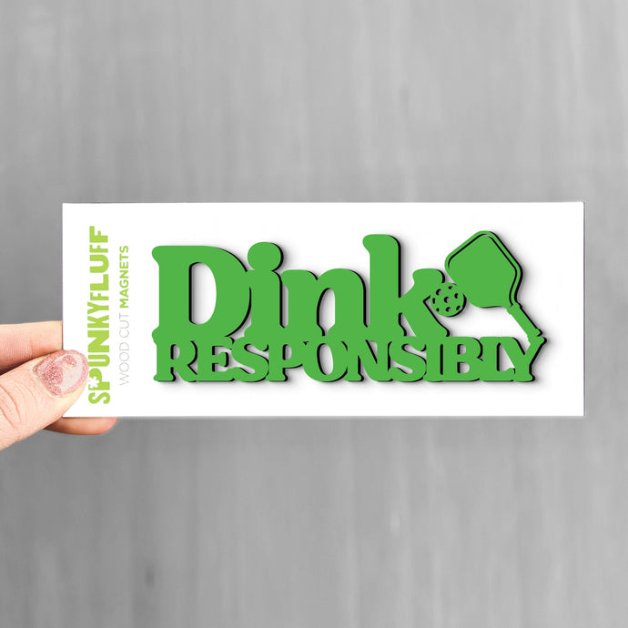 Spunky Fluff Grass Dink Responsibly Stacked Tiny Word Magnet, Funny Pickleball Magnet