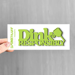 Spunky Fluff Pear Dink Responsibly Stacked Tiny Word Magnet, Funny Pickleball Magnet