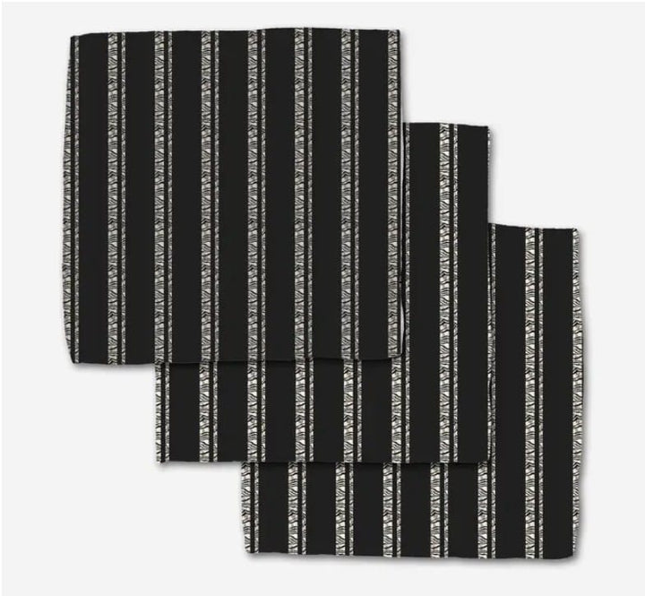 Geometry Home Decor - Linens - Geometry Kitchen Dish Cloth Set - Zebra Pin Stripe Black (3-Pack)