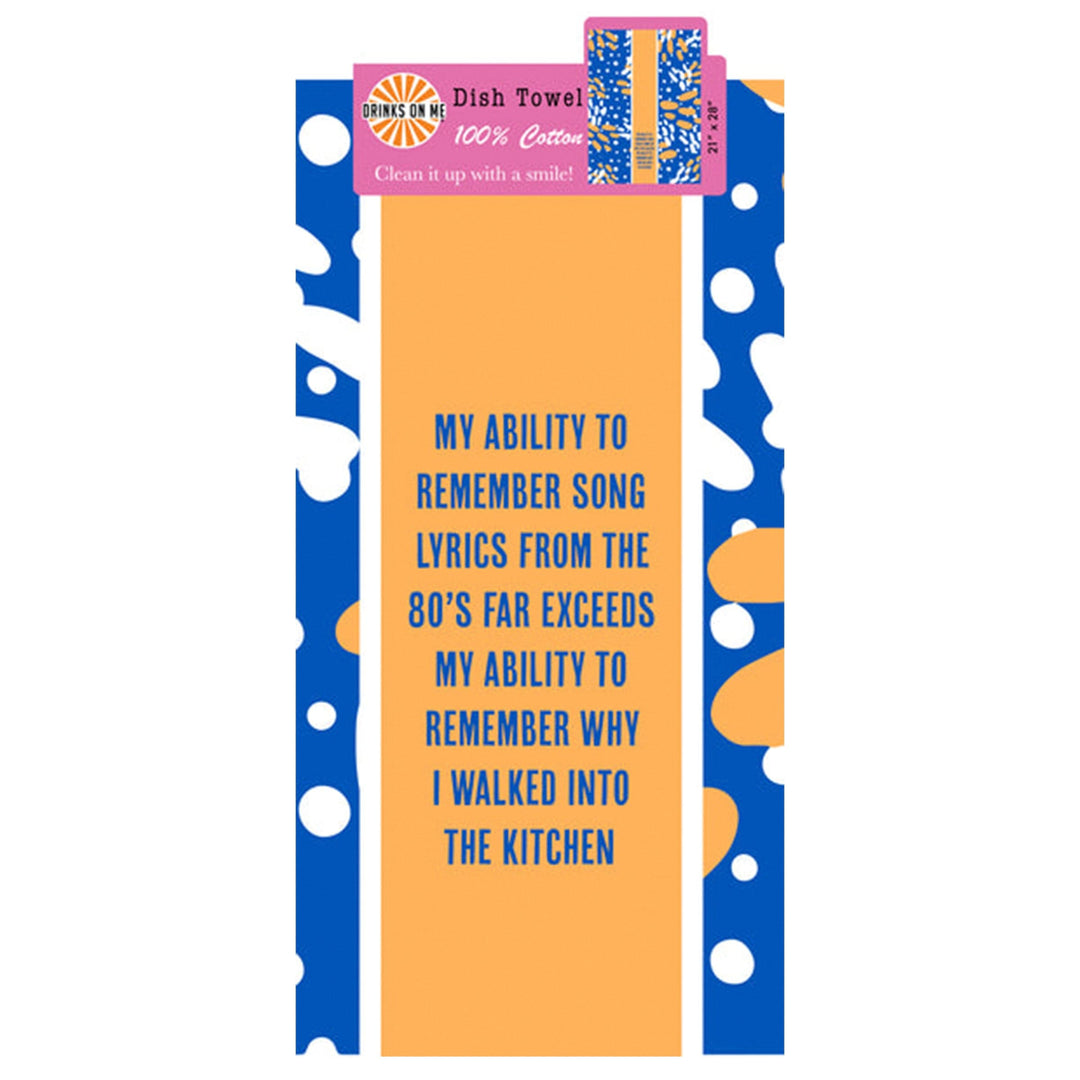 Drinks on Me Coasters Towels Dish Towel Song Lyrics, Funny 80's Song Lyrics Quote Dish Towel