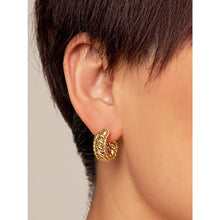 Load image into Gallery viewer, Zenzii Jewelry - Earrings Double Braided Huggie Earring | Gold
