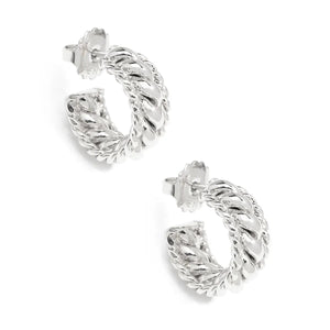 Zenzii Jewelry - Earrings Double Braided Huggie Earring | Silver