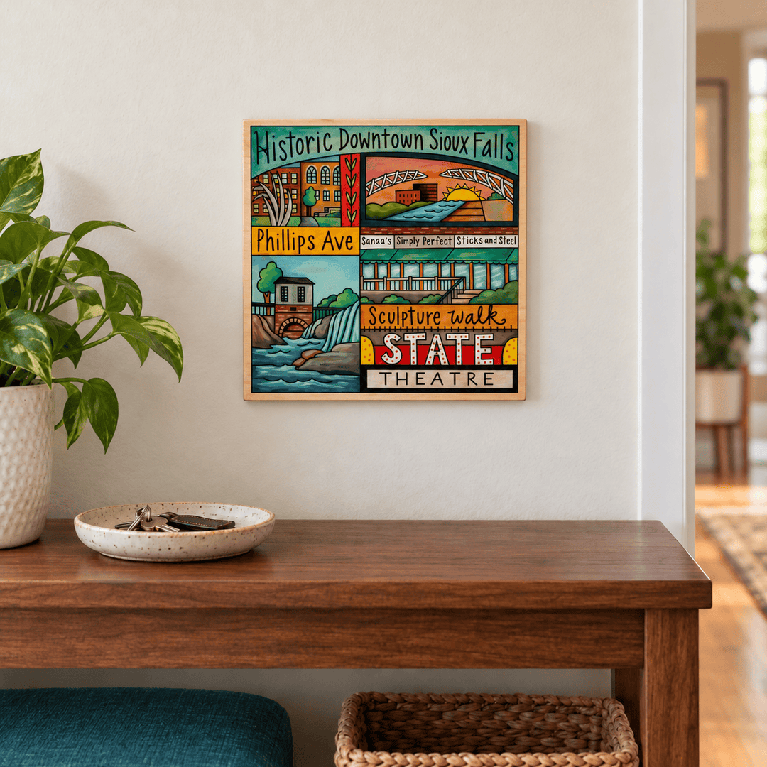 Sincerely Sticks Wall Art Downtown Sioux Falls 9" x 9" Plaque