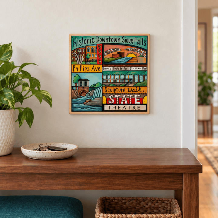 Sincerely Sticks Wall Art Downtown Sioux Falls 9" x 9" Plaque