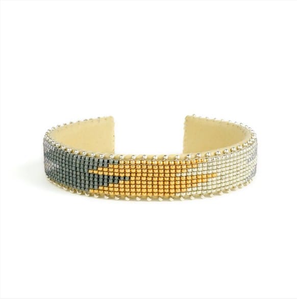 Etkie Jewelry Drew Glass Beaded Glass Cuff Nickel-Small