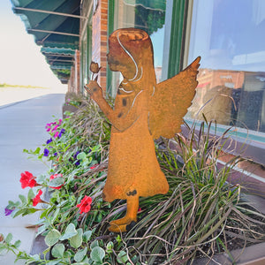 Prairie Dance Proudly Handmade in South Dakota, USA Enchanting Rusted Metal Girl Garden Angel