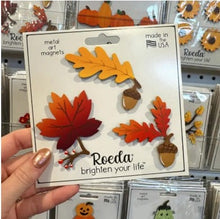 Load image into Gallery viewer, Roeda Studio Magnet Fall Leaves Magnet Set of 3 – Handpainted Steel Autumn Décor by Roeda Studio
