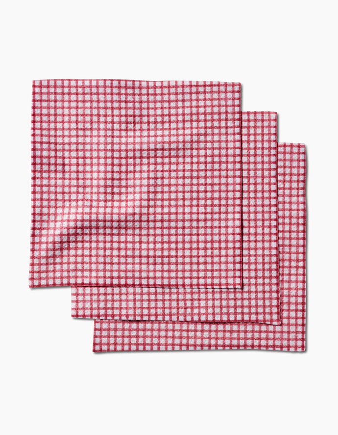 Geometry Fireside Plaid Red Dishcloth Set