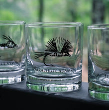 Load image into Gallery viewer, Vital Industries Barware Parachute Adams Fly Fishing Rocks Glass | Screen Printed Old Fashioned Glass
