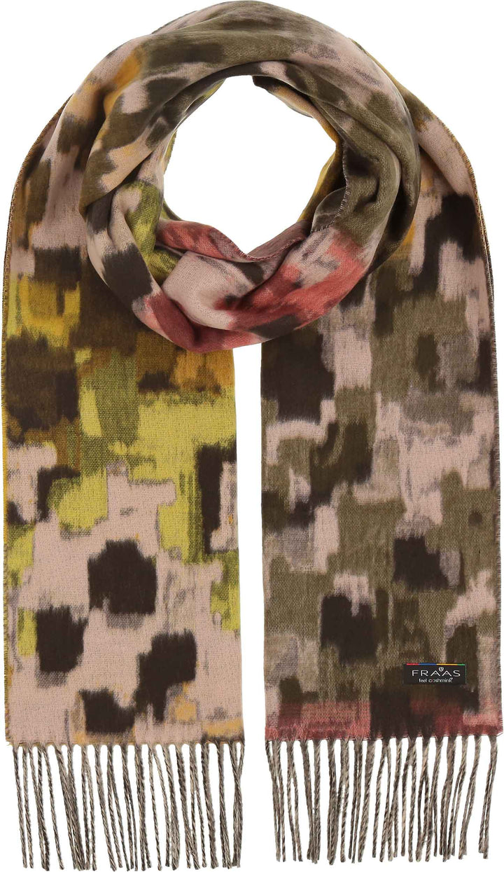 FRAAS Scarves FRAAS Abstract Houndstooth Cashmink Scarf – Safari Green