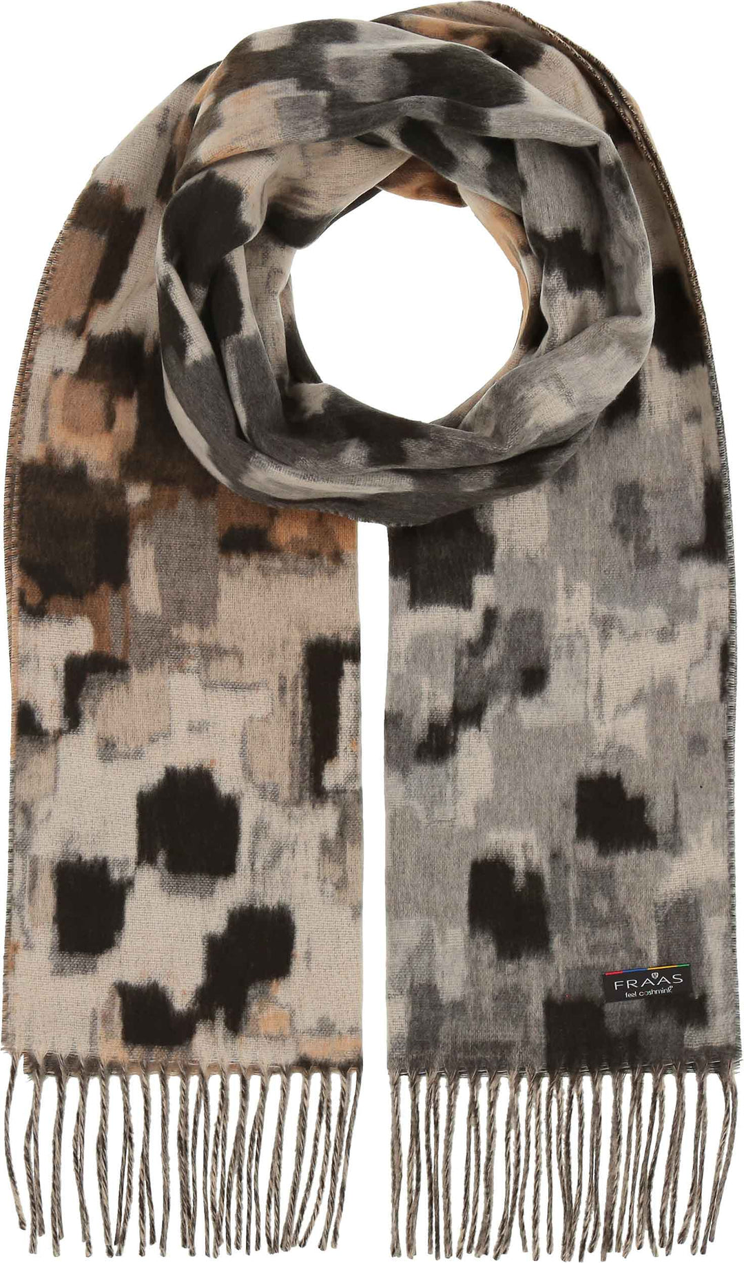 FRAAS Scarves FRAAS Abstract Houndstooth Cashmink Scarf – Stone