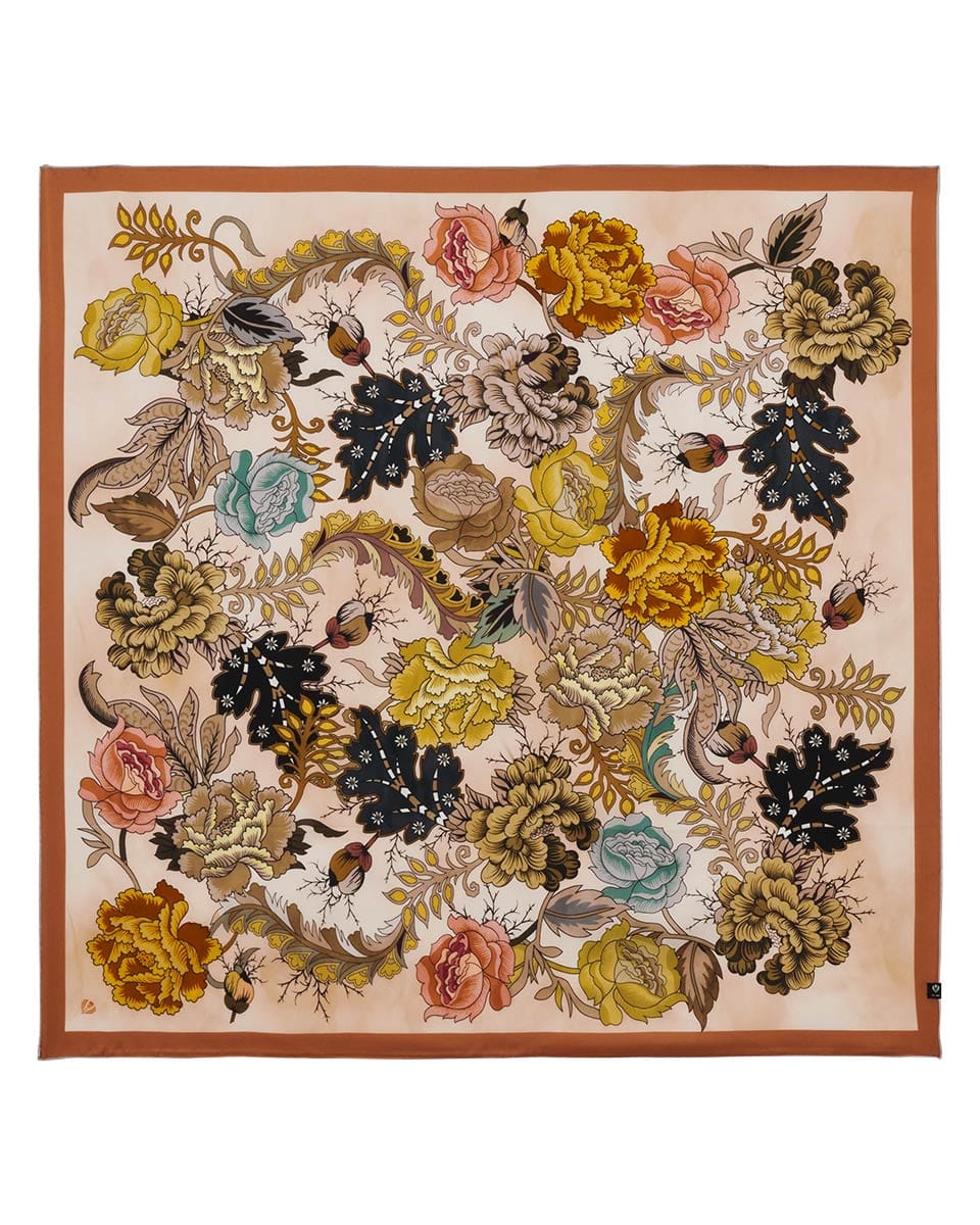 FRAAS Scarves FRAAS Royal Flora Silk Square Scarf – Buttercream