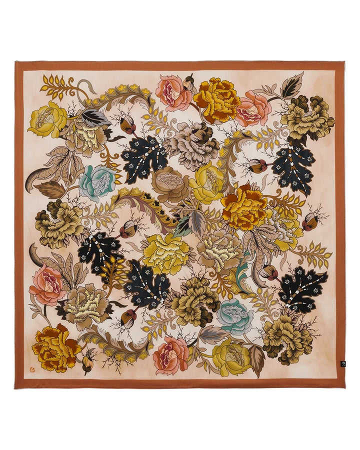 FRAAS Scarves FRAAS Royal Flora Silk Square Scarf – Buttercream