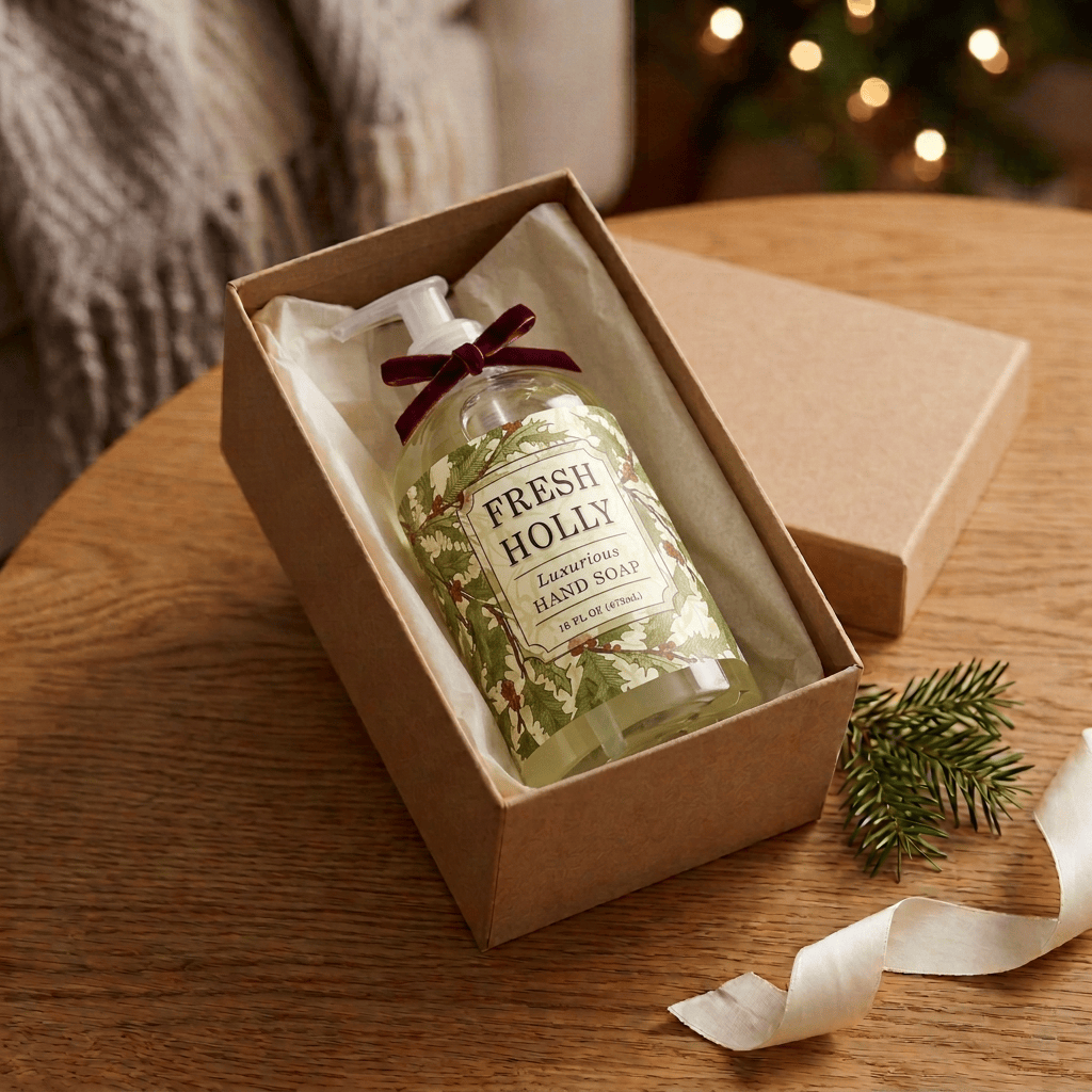 Greenwich Bay Fresh Holly holiday Hand Soap in a 16 fl oz pump bottle