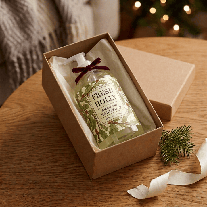 Greenwich Bay Fresh Holly holiday Hand Soap in a 16 fl oz pump bottle