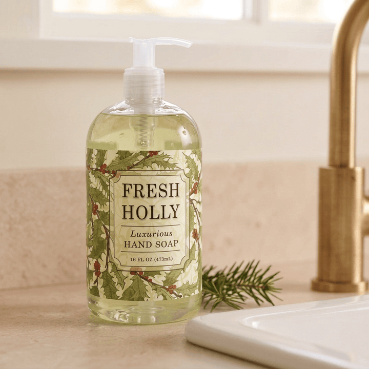 Greenwich Bay Fresh Holly holiday Hand Soap in a 16 fl oz pump bottle