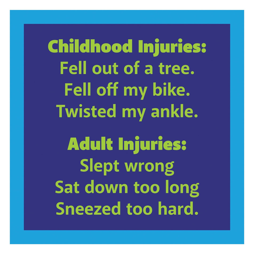 Drinks on Me Coasters Cards Funny Childhood Injuries Card, Getting Old Greeting Card