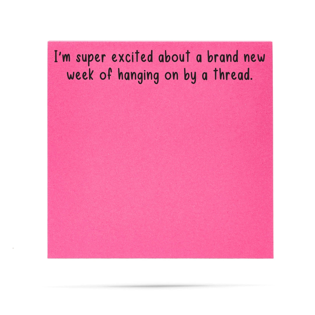 Ellembee Gift Hanging On By A Thread Funny Sticky Notes by Ellembee Gift
