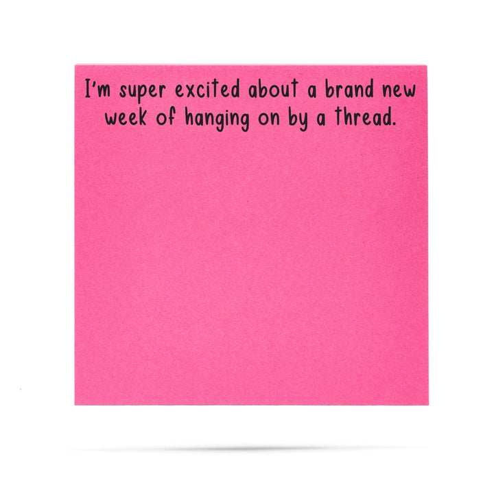 Ellembee Gift Hanging On By A Thread Funny Sticky Notes by Ellembee Gift