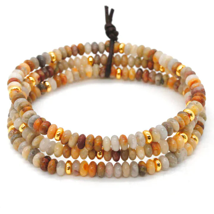 Lizou Jewelry - Bracelets Agate &amp; Gold Gemstone Bracelet