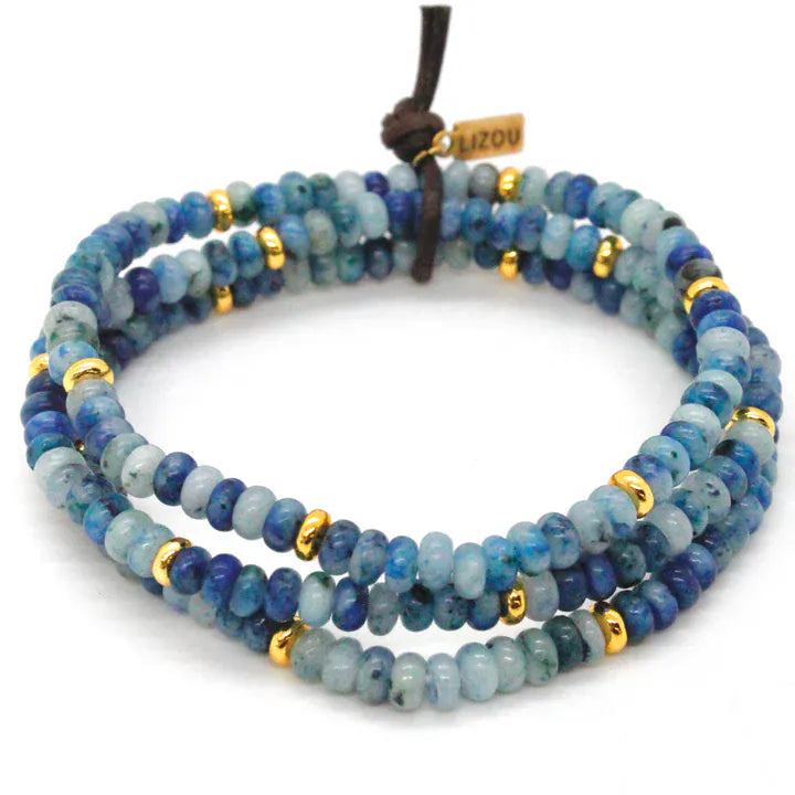 Lizou Jewelry - Bracelets Blue Line Jasper &amp; Gold Gemstone Bracelet