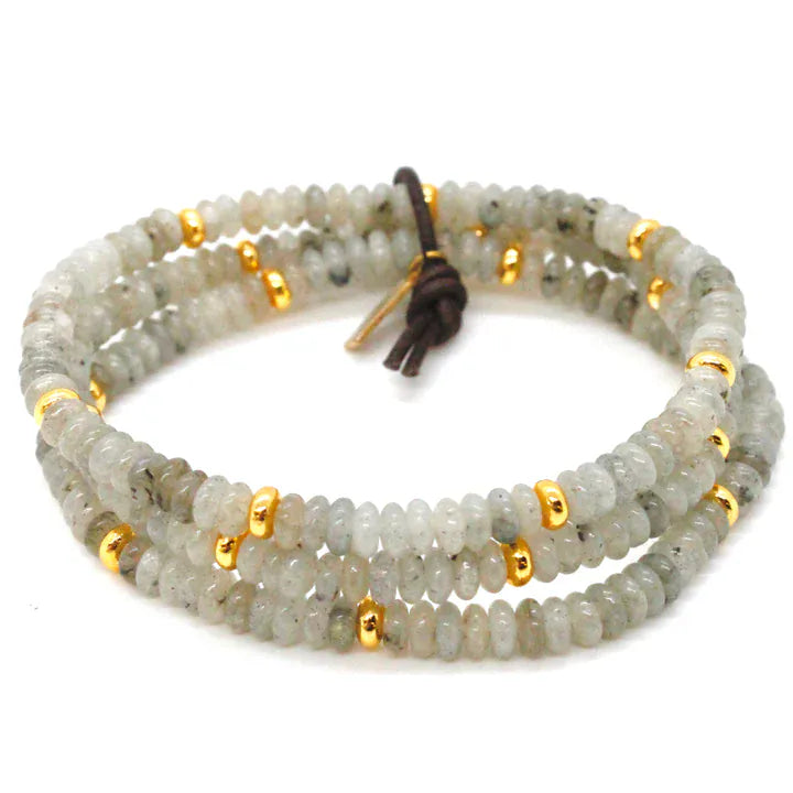 Lizou Jewelry - Bracelets Labradorite &amp; Gold Gemstone Bracelet