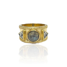 Load image into Gallery viewer, TAT2 Designs Jewelry - Rings Gold Band Labradorite Coin Tre Ring
