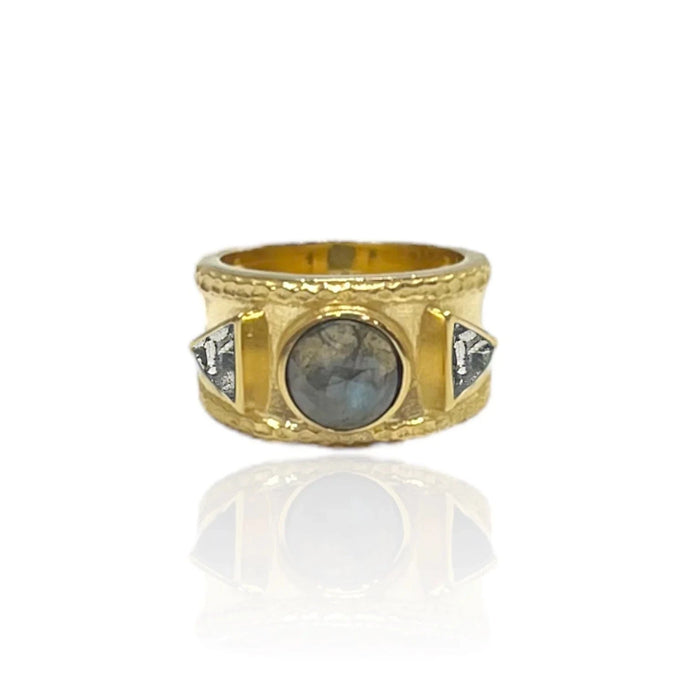 TAT2 Designs Jewelry - Rings Gold Band Labradorite Coin Tre Ring