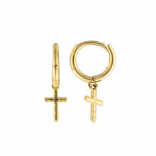 Load image into Gallery viewer, Demdaco Jewelry - Earrings Gold Cross Huggie Earring
