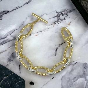 TAT2 Designs Jewelry - Bracelets Gold Two Tone Ravelle Hammered Chain Bracelet