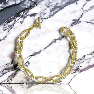 TAT2 Designs Jewelry - Bracelets Gold Two Tone Ravelle Thin Hammered Chain Bracelet