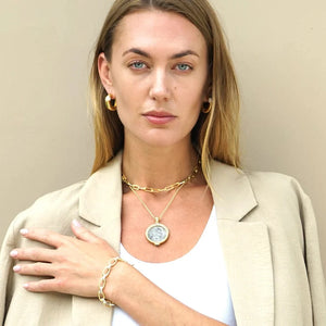 TAT2 Designs Jewelry - Bracelets Gold Two Tone Ravelle Thin Hammered Chain Bracelet