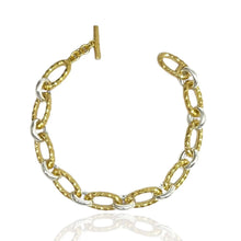 Load image into Gallery viewer, TAT2 Designs Jewelry - Bracelets Gold Two Tone Ravelle Thin Hammered Chain Bracelet
