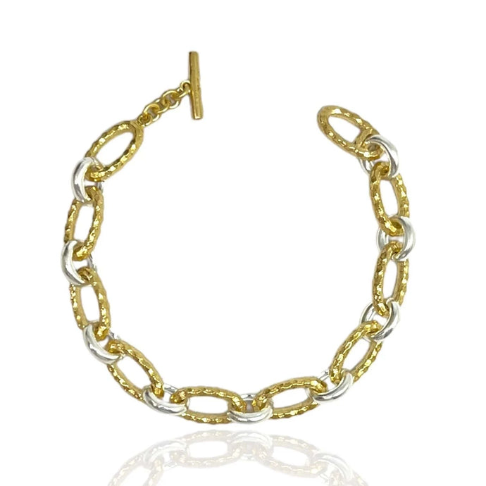 TAT2 Designs Jewelry - Bracelets Gold Two Tone Ravelle Thin Hammered Chain Bracelet