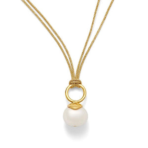 CC & Co by Catherine Canino Jewelry - Necklaces Golden Pebble Pearl Pendant Gold Nylon/Cotton Cord