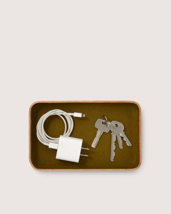 Graf Lantz Home Accents Golden Moss / Vachetta Graf Lantz Kawabon Small Leather &amp; Merino Wool Tray