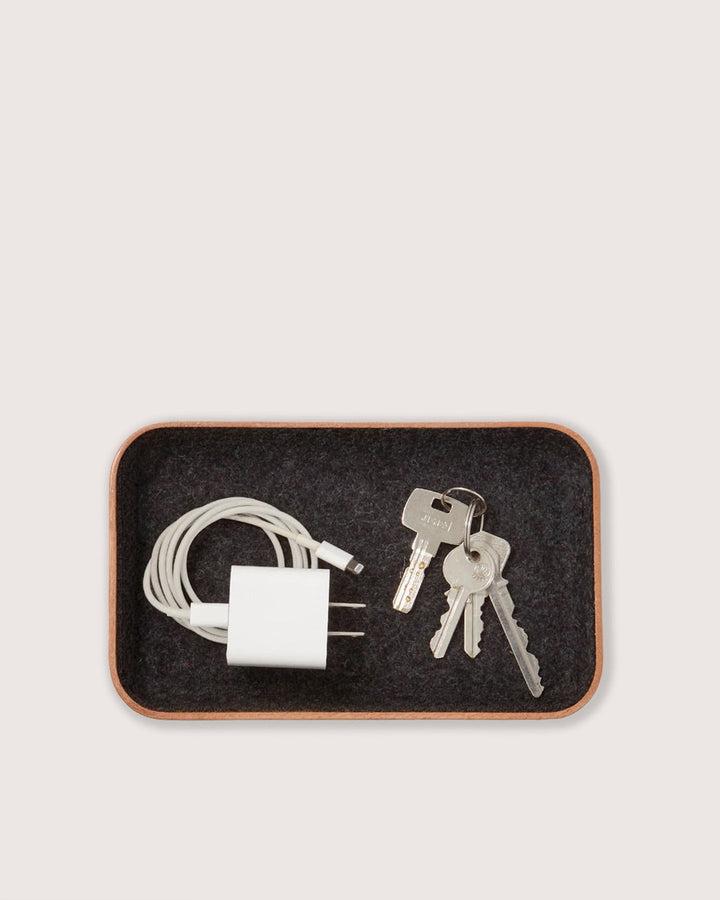 Graf Lantz Home Accents Heather Black / Vachetta Graf Lantz Kawabon Small Leather &amp; Merino Wool Tray