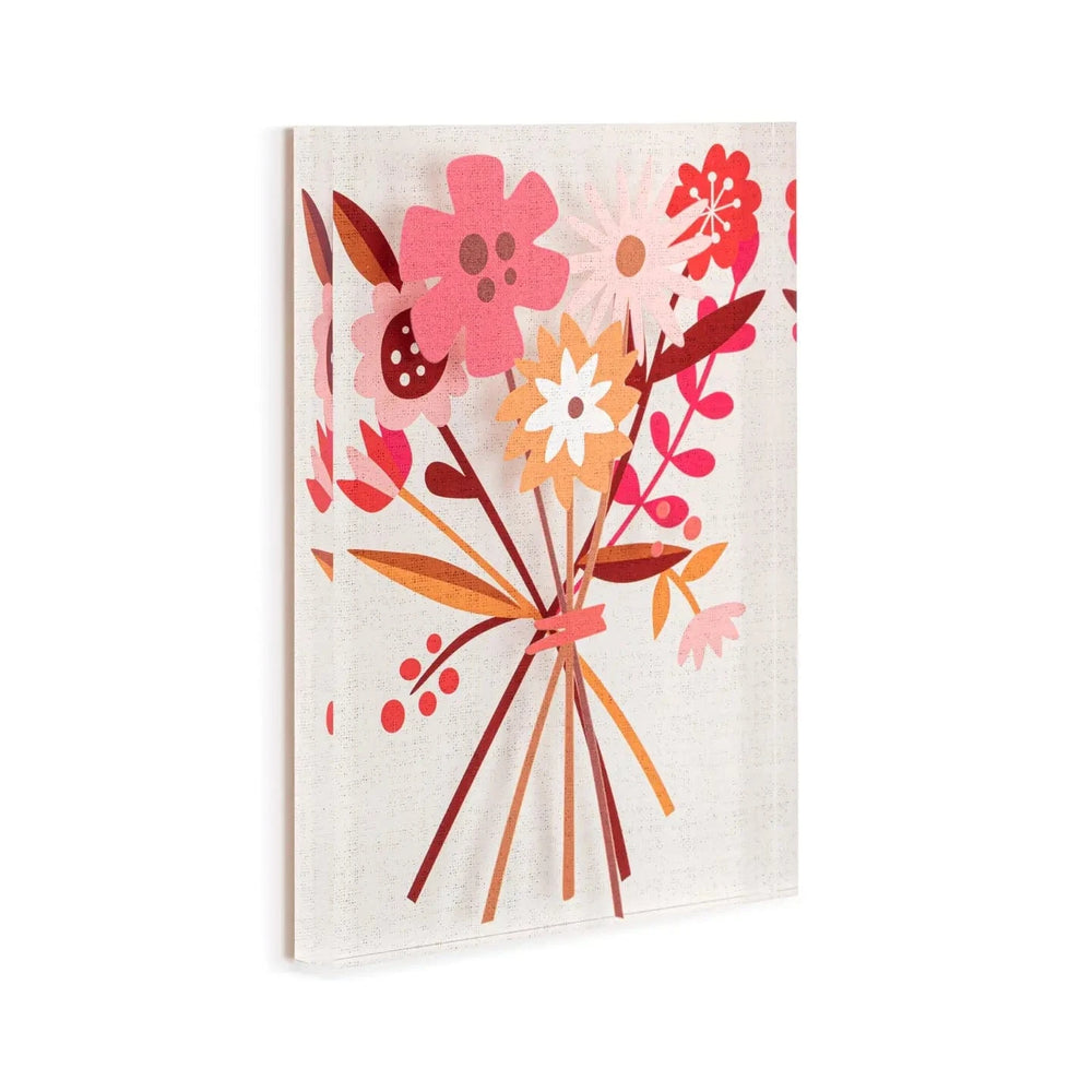 Demdaco Decor Grateful Together Tile Acrylic Wall Art, Spring Floral Art