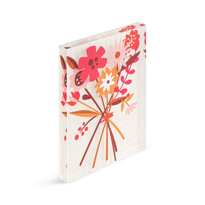 Demdaco Decor Grateful Together Tile Acrylic Wall Art, Spring Floral Art