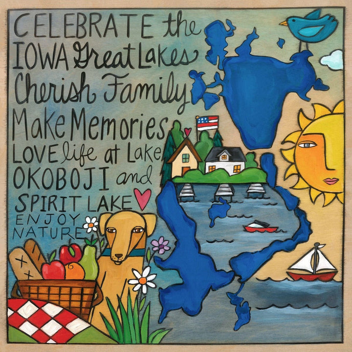 Sincerely Sticks Wall Art Great Iowa Lakes 9" x 9" Plaque