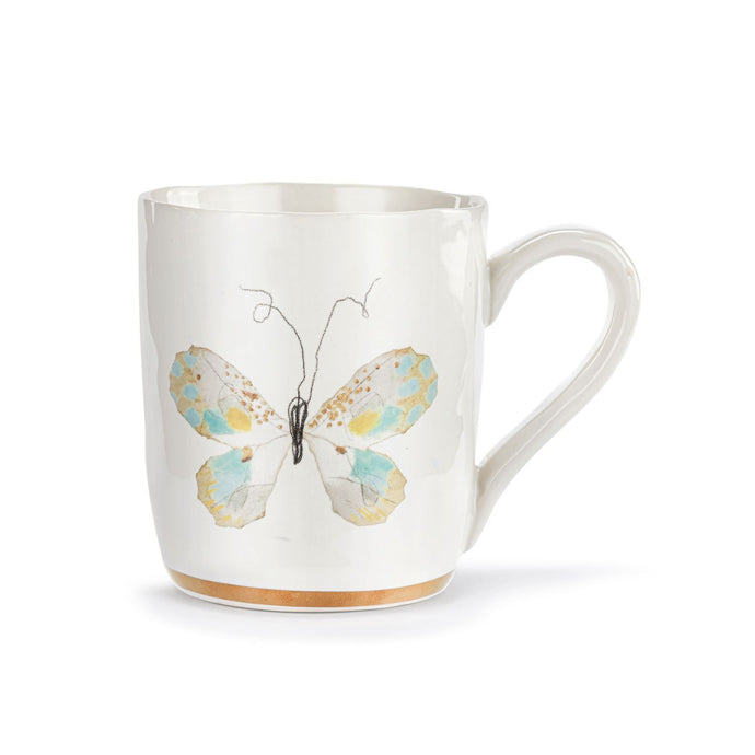 Demdaco Home Decor - Home Accent Green & White Butterfly Mug w/Gold Trim