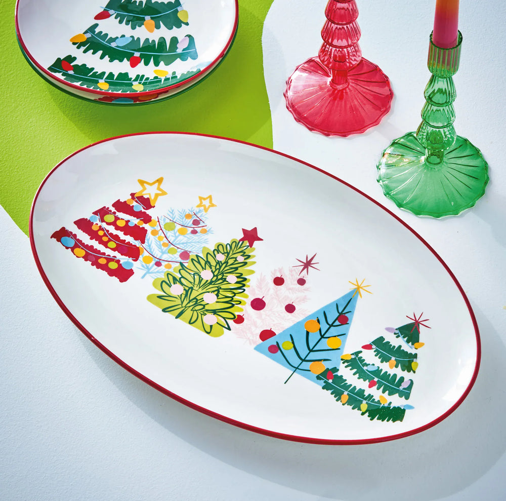 Tag True Living Serving Platters Groovy Trees Oval Platter