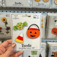 Load image into Gallery viewer, Roeda Studio Magnet Halloween Candy Bucket Magnet – Handpainted Steel Halloween Décor by Roeda Studio
