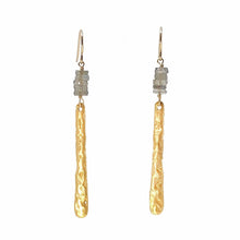 Load image into Gallery viewer, Mickey Lynn Proudly Handmade in Georgia, USA Hammered Gold Branch Earring, Labradorite Branch Earrings
