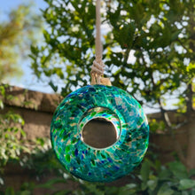 Load image into Gallery viewer, Apricot Mint Decor Handcrafted Art Glass Bird Feeder
