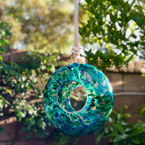 Apricot Mint Decor Handcrafted Art Glass Bird Feeder