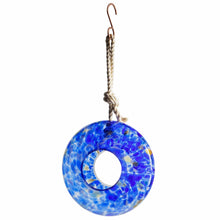 Load image into Gallery viewer, Apricot Mint Decor Lake Blue Handcrafted Art Glass Bird Feeder
