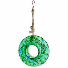 Load image into Gallery viewer, Apricot Mint Decor Lake Green Handcrafted Art Glass Bird Feeder
