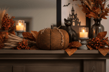 Load image into Gallery viewer, Collins Painting &amp; Design Home Decor - Seasonal Harlequin Fabric Pumpkin – Extra Large | Orange &amp; Black Halloween Decor
