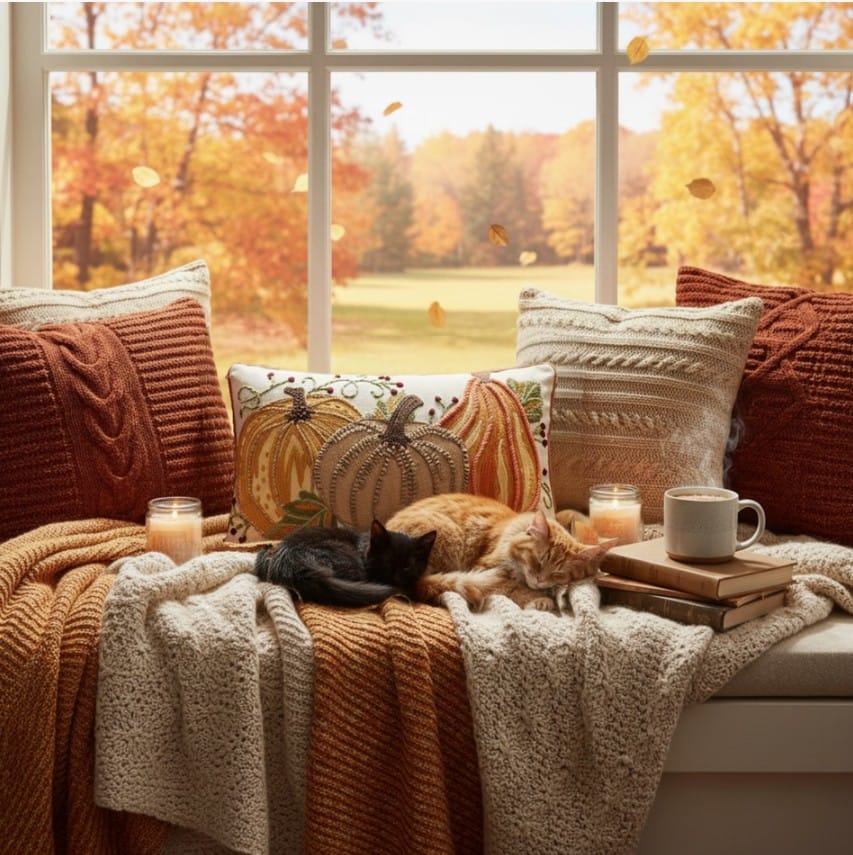Peking Handicraft Pillow Harvest Pumpkin Trio Pillow